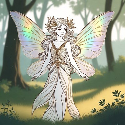 Blonde Fairy in Forest Illustration