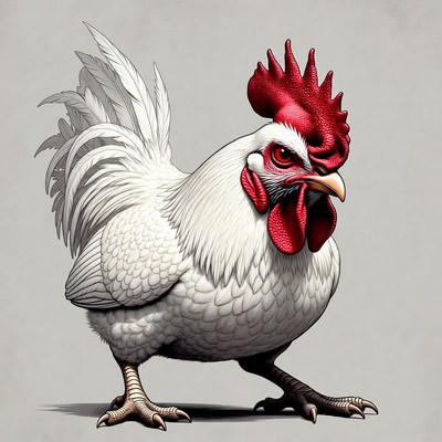 White Rooster with Red Comb