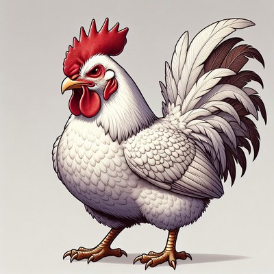 White rooster standing illustration