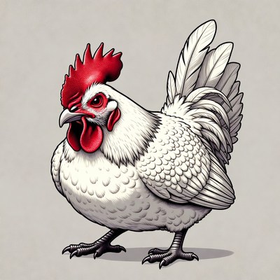 Rooster crowing with red comb