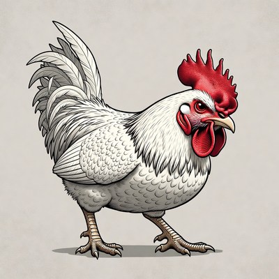 White rooster illustration