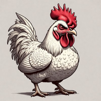 Angry white rooster illustration