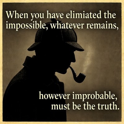 Sherlock Holmes silhouette with quote