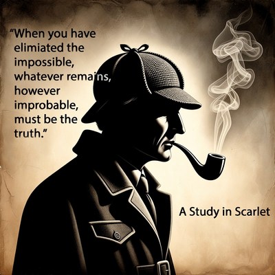 Sherlock Holmes silhouette with quote