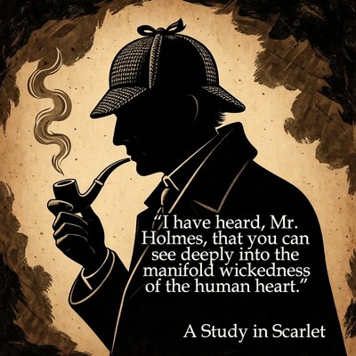 Sherlock Holmes silhouette smoking pipe