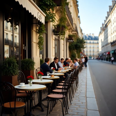 People dining at Paris cafe terrace