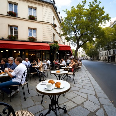 People dining at Paris outdoor cafe