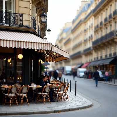 Paris Cafe Terrace Street Scene