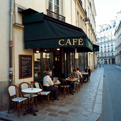 Paris Cafe Patrons Outdoor Seating