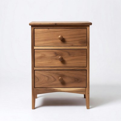 Wooden Three-Drawer Nightstand