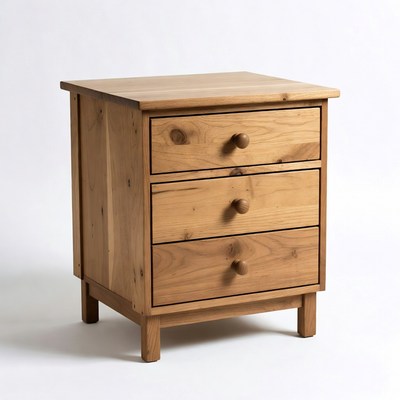 Wooden Three-Drawer Nightstand