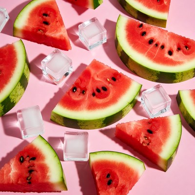Watermelon Slices with Ice Cubes