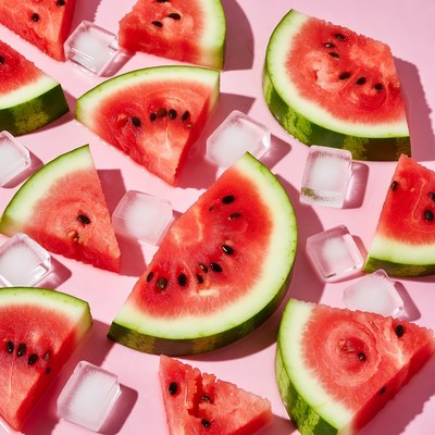 Watermelon Slices with Ice Cubes