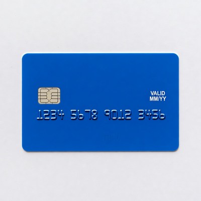 Blue credit card with chip