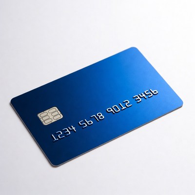 Blue credit card with chip