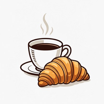 Croissant and coffee cup