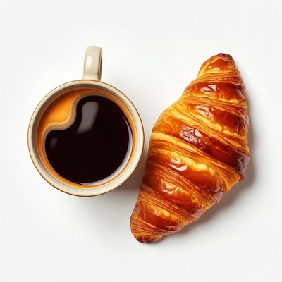 Croissant and Coffee Cup