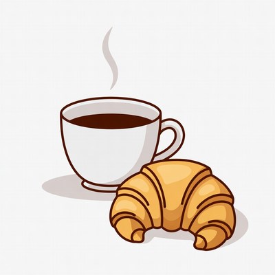 Coffee cup and croissant illustration