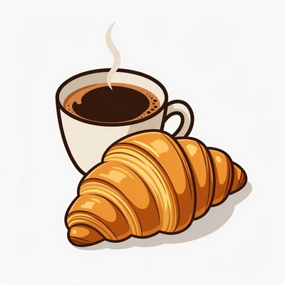 Coffee cup and croissant illustration