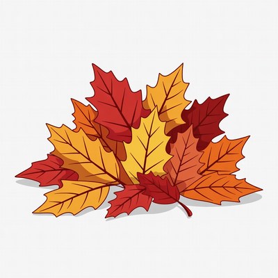 Pile of colorful autumn leaves illustration