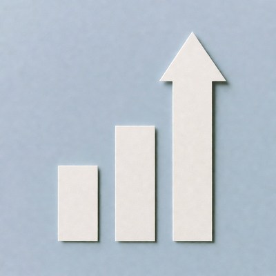White upward bar chart graph