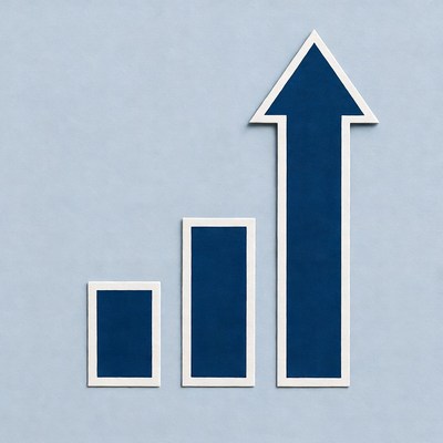 Blue upward trend graph arrow
