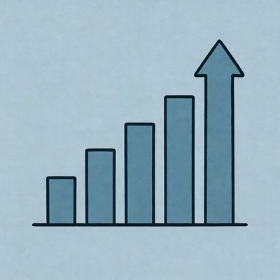 Blue Bar Graph Rising Upward