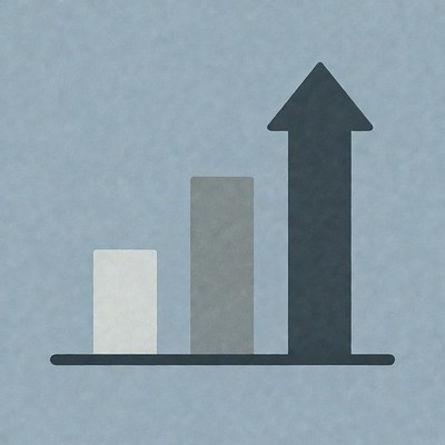 Bar chart with upward arrow