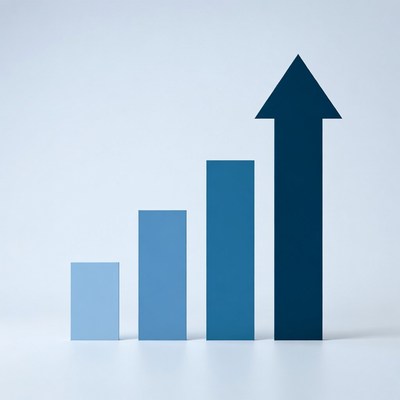 Growing Blue Bar Chart Arrow