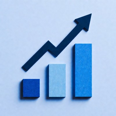 Blue upward trend graph