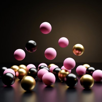 Pink Black Gold Floating Balls