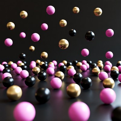 Pink, Gold, Black Balls Floating