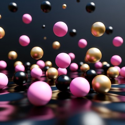 Floating Pink Gold Black Balls