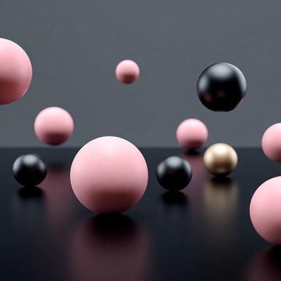 Pink Black Gold Floating Spheres