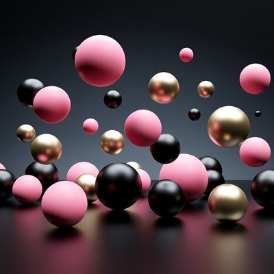Pink Black Gold Floating Balls