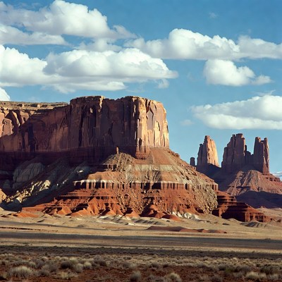 Majestic Red Rock Formations in Desert