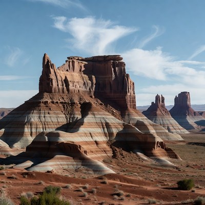 Colorful Hoodoos in Desert Landscape