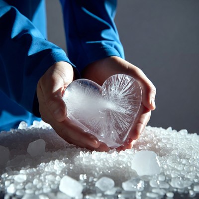 Child holding ice heart