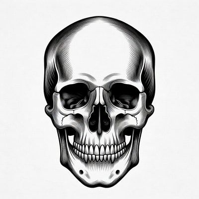 Black Ink Human Skull Illustration