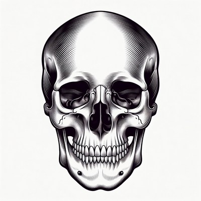 Black and White Skull Illustration