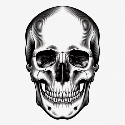 Black and White Skull Illustration