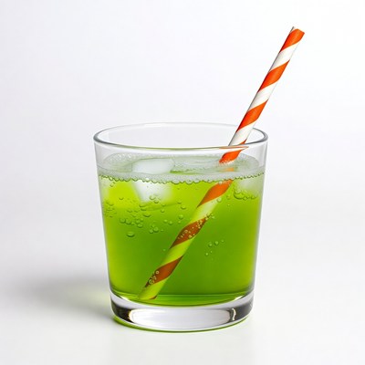 Green Soda with Straw