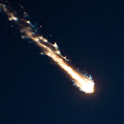 Bright Meteor Streaking Across Night Sky