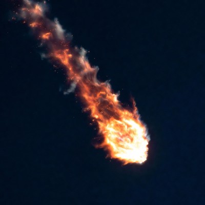Fiery Meteor Streaking Across Night Sky