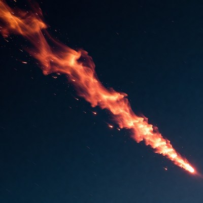 Fiery trail on dark background