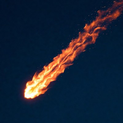 Fiery Meteor Streaking Across Night Sky