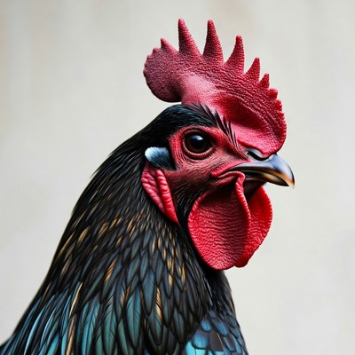 Rooster with red comb