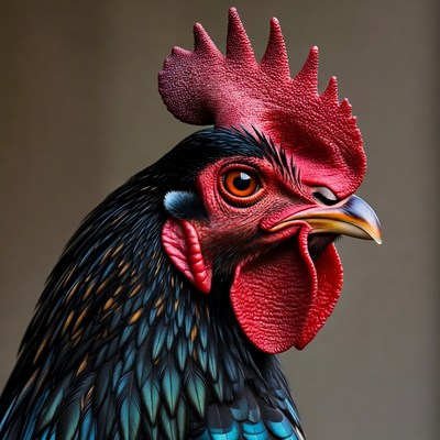 Rooster with red comb