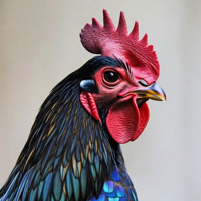 Colorful Rooster with Red Comb