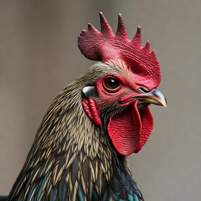 Rooster with red comb